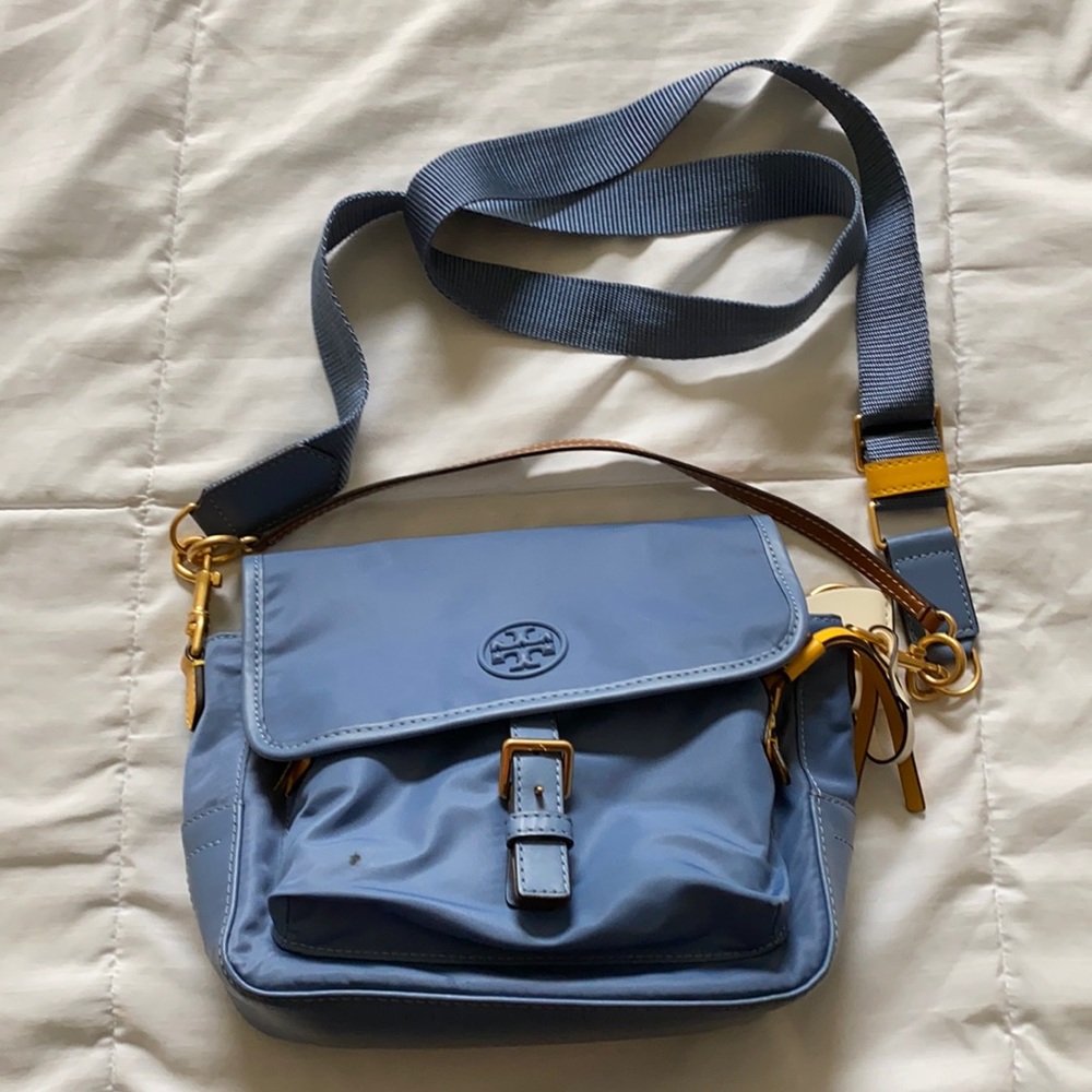 Tory Burch blue crossbody nylon bag